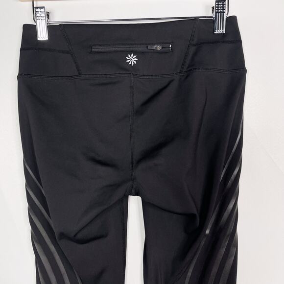 Athleta Small S Black Gel Sonar Striped Capri Leggings Workout Tights Activewear - Picture 7 of 9